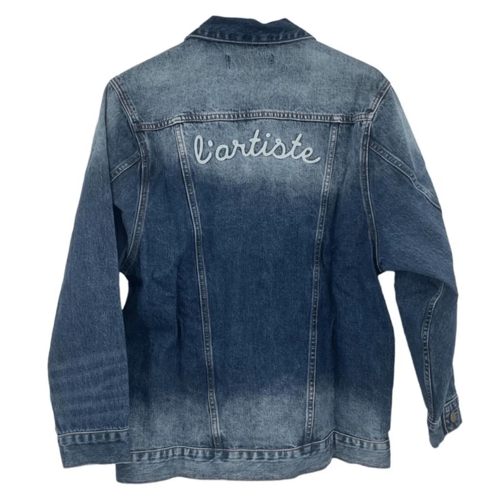 FREE PEOPLE X SANDRINE ROSE NWT MEDIUM JEAN JACKET - Picture 2 of 5